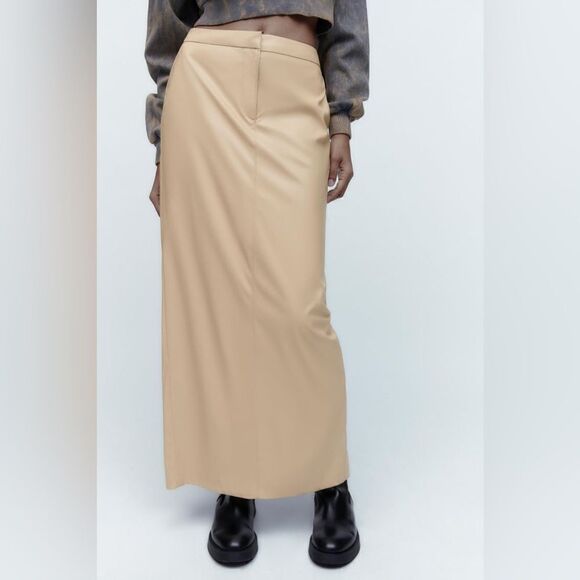 Zara Midi Faux Leather Skirt New - Picture 7 of 9